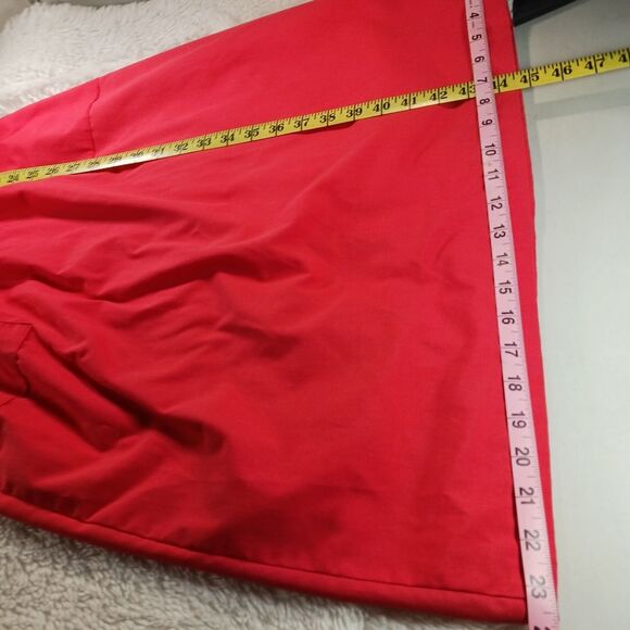 Vintage Alicia Coral Red Sleeveless Midi  Dress 2 Pockets Womans Size 12 Tall - Picture 7 of 9